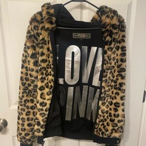 Limited Edition PINK Victoria’s Secret Leopard Print Hoodie-Small-Rare